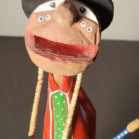 Folk Art Wood Hand Carved Native Drummer Figure Edward W, Cachucha 793 , 10" H - Picture 14 of 16